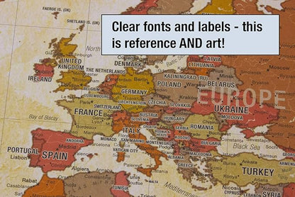 Laminated World Pioneer Map Poster | Vintage Style Map | Includes The Most Legible Location Labels | 36” x 24” | Shipped Rolled in a Tube, Not Folded | Great for The Home or Classroom