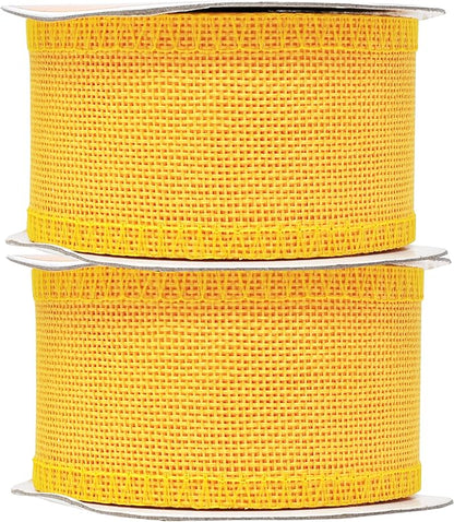 Mandala Crafts Yellow Burlap Ribbon 2 Inches Wide Jute Ribbons for Crafts - 20 Yds Roll Rustic Burlap Wrap Trim Ribbons for Wreaths Bows Wedding Party Decoration