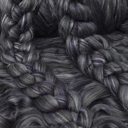 Merino Silk Luxe Tonal Designer Blend. Superfine Merino, Mulberry Silk, Tussah Silk. Top Roving for Spinning or Felting. Twilight 4oz