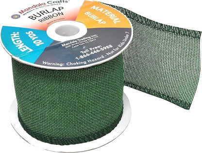 Mandala Crafts Green Burlap Ribbon 3 Inches Wide Jute Ribbons for Crafts - 20 Yds Roll Rustic Burlap Wrap Trim Ribbons for Wreaths Bows Wedding Party Decoration