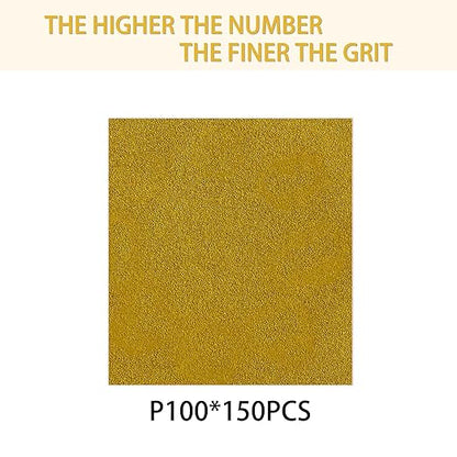 150PCS 100 Grit Gold Sanding Discs, 5-Inch 8-Hole Sandpaper for Random Orbital Sander, for Automotive or Woodworking