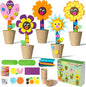 WATINC Mother's Day Spring Felt Flower Craft Kits - Make Your Standing Flowers Gift Crafts with Buttons Flower Pot Decor, DIY Flowers Decorations Home School Fun Activities for Mom Kids (24Pcs)