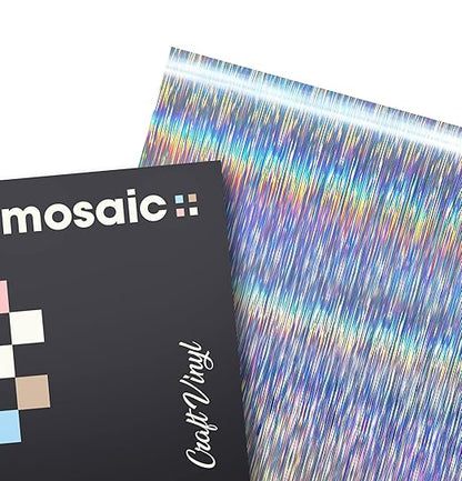 VViViD Mosaic+ Silver Brushed Holographic 1ft x 5ft Crafting Vinyl Crinkle-Free 8yr UV Finish Crafting Vinyl