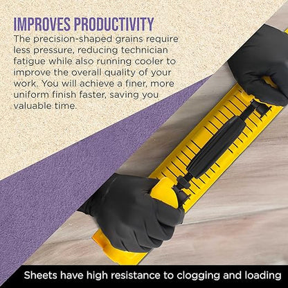 Dura-Gold Premium 60 Grit PSA Purple Film Ceramic Longboard Sandpaper, 2-3/4" Wide Continuous 12 Yard Roll - Self Adhesive Stickyback for Auto & Wood Air File Long Board Sanders, Hand Sanding Blocks