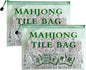 2Pack Mahjong Tile Bag, Case for American Mah Jong Set, Mahjong Gifts Accessories, Portable Card Holder Bouch, Green (Case Only)
