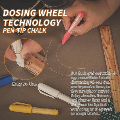 (2-pack) Fabric Chalk Markers -Erase Tailor’s Chalk for Quilting and Sewing - Compatible with Most Fabrics - With Dosing Wheel Technology, Red & White