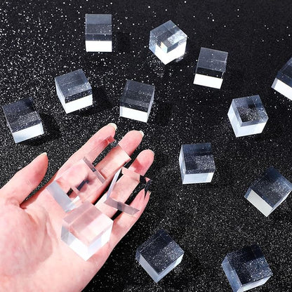 Remerry 8 Pieces Acrylic Display Block 1 x 1 x 1 Inch Clear Polished Acrylic Square Display Cube Block Stand Holder for Rings Jewelry Ornaments