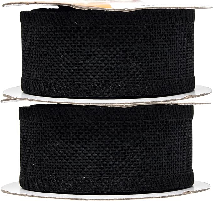 Mandala Crafts Black Burlap Ribbon 1.5 Inches Wide Jute Ribbons for Crafts - 20 Yds Roll Rustic Burlap Wrap Trim Ribbons for Wreaths Bows Wedding Party Decoration