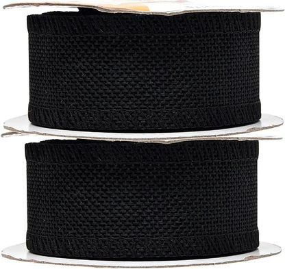 Mandala Crafts Black Burlap Ribbon 1.5 Inches Wide Jute Ribbons for Crafts - 20 Yds Roll Rustic Burlap Wrap Trim Ribbons for Wreaths Bows Wedding Party Decoration