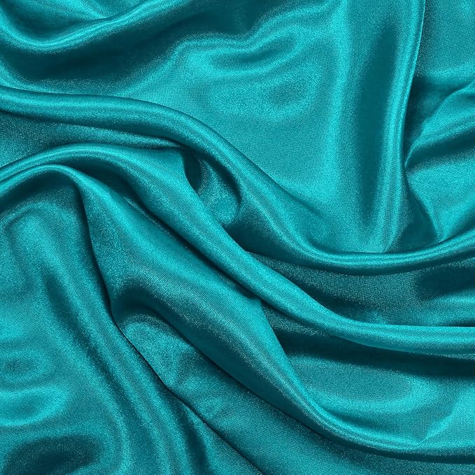 RUDONG M Teal Satin Fabric by The Yard, 1 Yard x 60 Inch Wide Silky Charmeuse Satin Fabric, Soft Satin Fabric for Wedding Decorations, Bridal Dress, Sewing, Accessories, DIY Crafts