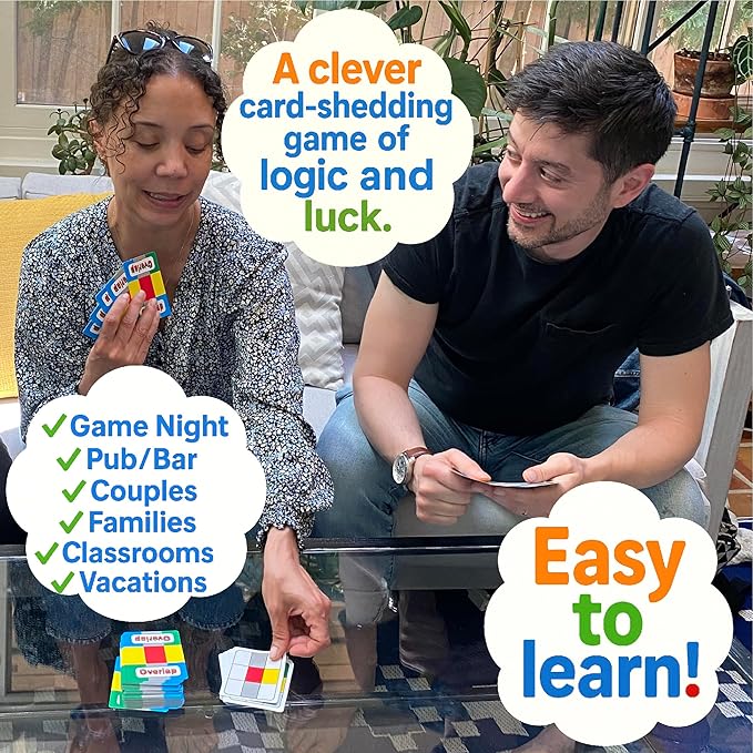 Overlap - Award-Winning Deceptively Simple Strategy Card Game for Adults and Families - 2 Player Game or Up to 8 Players - Easy to Learn - Mensa Recommended Brain Game