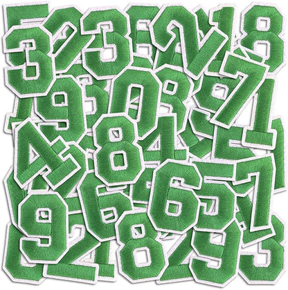 Number Iron On Patches, Numbers 0-9 Embroidery Applique Patch, DIY Decorative Heat Press Patches for Clothing Jeans Jackets Backpacks Hats (Green 50 Pcs)