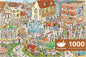 MOMIBOOK Puzzles for Adults 1000 Pieces Jigsaw Puzzles of Weekends in a Small Town, Painting Image Difficult Challenging Hard Impossible Puzzle Unique Funny Party Christmas Birthday Gifts