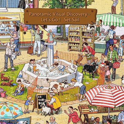 MOMIBOOK Puzzles for Adults 1000 Piece Jigsaw Puzzles of Let's Go! to The Market, Painting Image Difficult Challenging Hard Impossible Puzzle, Cute Funny Toys & Games Christmas Birthday Gifts