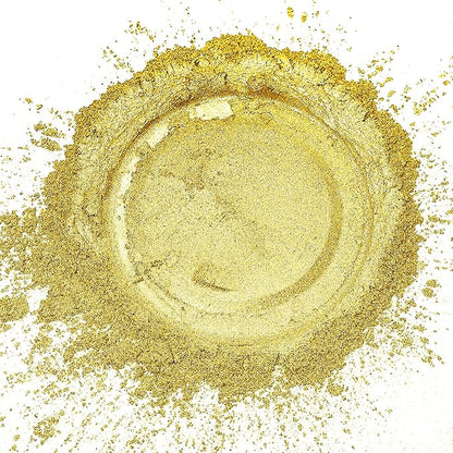 Sun Gold Mica Powder for Epoxy Resin，Natural Shimmer Mica Powder Used for Coloring Resin Artwork, car Spray Paint, Candles, soap, Eye Shadow, Lip Gloss, Nail Polish(50g/1.7oz)