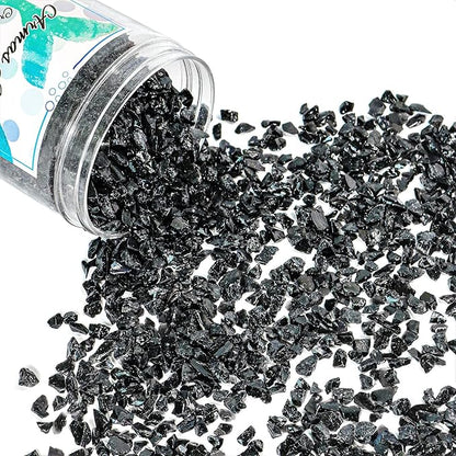 Crushed Glass for Resin Art - 3-6mm Black, 1.5lb | Broken Glass Pieces for Crafts, Vase Filler & Fire Pit Media