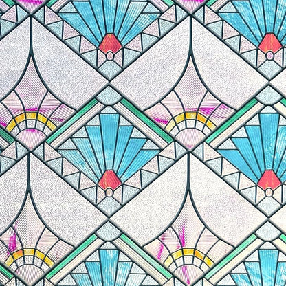 3D Stained Glass Window Film, Decorative Window Privacy Film for Bathroom,Front Door,Home, Sun Blocking Heat Control,Static Cling,23.6inch x 35.4inch Refractive Narrative