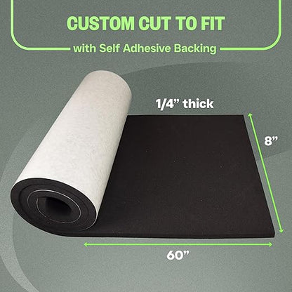 XCEL Foam Roll with Self Adhesive – Black, 60" x 8" x 1/4" (2 Pack) Closed Cell Foam Rubber Water Resistant Padding – Home, Marine, Garage, Auto Insulation & Cosplay Black, 60" x 8" x 1/4" (2 Pack)