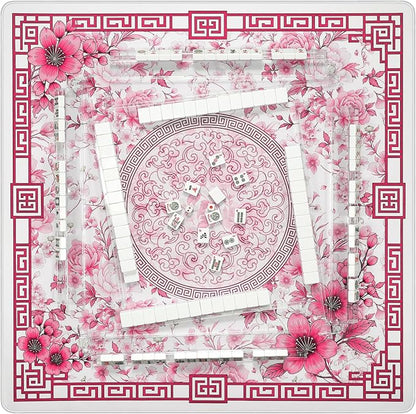 Mahjong Mat for Table 33x33 Inch, No-Crease, Anti-Slip, Noise-Reducing American Mahjong Mat, Mahjong Table Mat with Carry Bag, Neoprene Mahjong Mat for Poker, Card, Board(Pink)