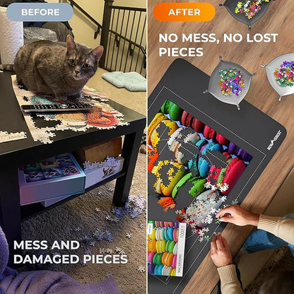Newverest Gift Bundle of 2: Roll Up Puzzle Mat 1500 pcs & 6-Pack Puzzle Glue Sheets