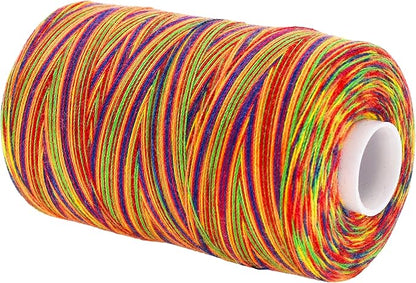 Mandala Crafts 4 Pack of Serger Threads Cones Spools - 20S/2 2000 Yards Polyester Rainbow Threads for Sergers Machine and Overlock Quilting Sewing Machine