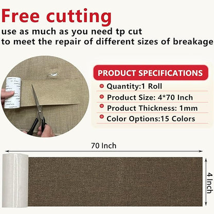 Linen Repair Tape 4x70 Inch Self-Adhesive Couch Patch Repair Fabric Patch for Furniture,Sofas,Cushion,Chairs,Bags,Linen Goods(Dark Brown)