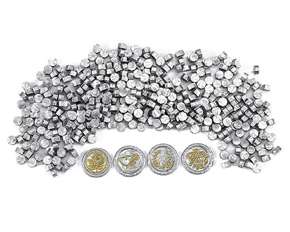 Yoption 360 Pcs Silver Octagon Sealing Wax Beads for Wax Seal Stamp with 4 Candles and 1pcs Melting Spoon