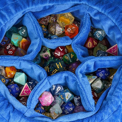 Large Dice Bags with Pockets Blue Storage Bag Star Pattern for DND RPG Game Dices (with 1lb Random DND Dice)