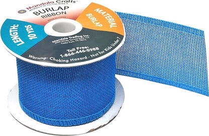 Mandala Crafts Sky Blue Burlap Ribbon 2.5 Inches Wide Jute Ribbons for Crafts - 20 Yds Roll Rustic Burlap Wrap Trim Ribbons for Wreaths Bows Wedding Party Decoration