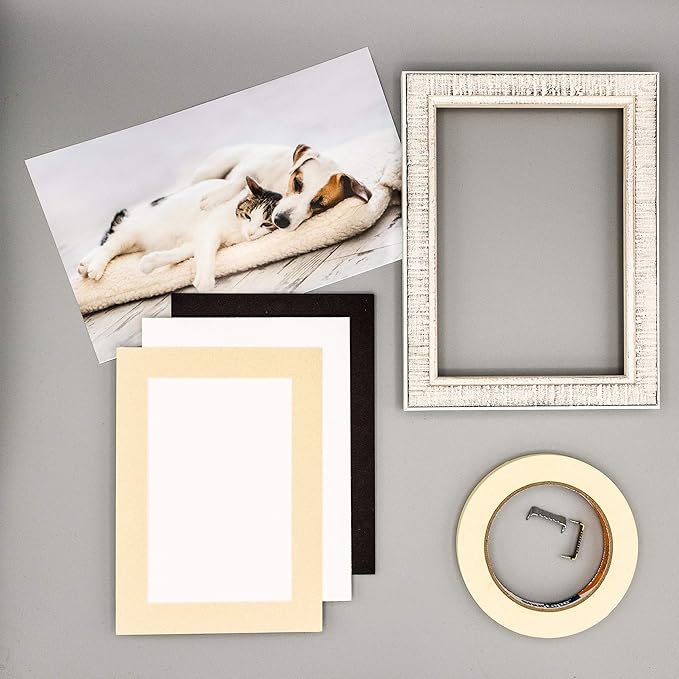 Pack of Ten Acid Free 8.5x11 Mats Bevel Cut for 7x9 Photos - Tan Precut Matboards With Backing Boards and Self Seal Photo Mat Bags For Pictures, Photos, Framing - 4-ply Thickness