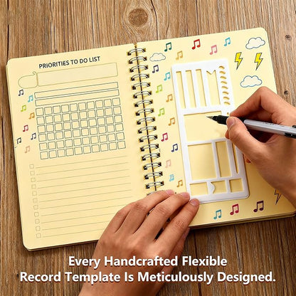 3 Pcs Journal Stencil Set – Reusable Flexible Templates for Dotted Journals & Planners, Drawing & Lettering Aids for DIY Checklists, Calendars, Scrapbooking & Daily Tracking (A)