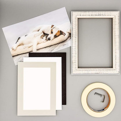 8x10 Mat Bevel Cut for 6x8 Photos - Acid Free Grey Precut Matboard - for Pictures, Photos, Framing - 4-ply Thickness
