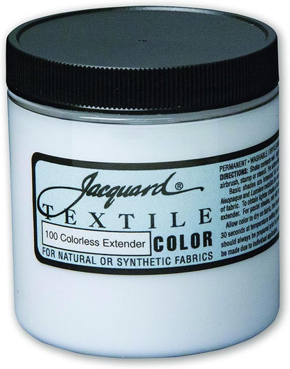 Jacquard Textile Color, Colorless Extender - Permanent Fabric Paint for Clothes, Furniture Upholstery, Shoes or Tote Bags – Indoor & Outdoor Fabric Paint – 8 Oz Jar, Upholstery Fabric Paint