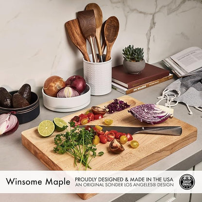 Sonder Los Angeles, Made in USA, Large Thick Maple Wood Cutting Board for Kitchen with Juice Groove, Sorting Compartment, Charcuterie Wooden Board 17x13x1.5 in (Gift Box Included)