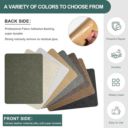 Azobur Couch Patch Repair Fabric,Microfiber Fabric, Self-Adhesive, for Sofa Repair and Upholstery, 2 Pieces, 9.5 x 11 inches (Olive Green)