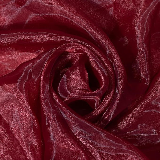 FYNITE Sheer Organza Fabric | 2 Yards Long | 44'' Wide | Bridal Solid Sheer Organza Bolt for Wedding Dress Fashion Craft Decorations Silky Shiny Sheer Organza (Burgundy, 2 Yard)