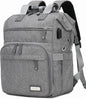 Knitting Bag Backpack Yarn Storage Organizer Travel Bag with USB Charging Port, Large Tote Bag Holder Case for Knitting Needles, Crochet Hooks, Accessories, Grey
