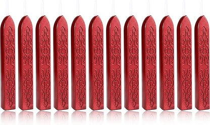 Yoption 12 Pcs Sealing Wax Sticks with Wicks, Antique Wine Red Wax Seal Sticks for Wax Seal Stamp, Wedding Invitations, Christmas, Gift Wrapping, Envelops Sealing (Antique Wine Red)