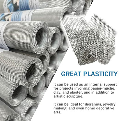 Sculpting Wire Mesh 15.7 Inch by 16.4 Foot Roll，Aluminum Wire Mesh for Arts and Craft for Sculpting Clay, DIY Projects, Model Train Scenery, Dioramas, Jewelry, Masks, Home Decor Art