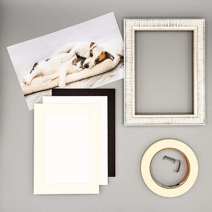 8x10 Mat Bevel Cut for 5x8 Photos - Acid Free Textured Cream Precut Matboard - For Pictures, Photos, Framing - 4-ply Thickness