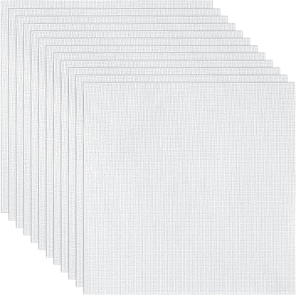 12 PCS Aida Cloth 14 Count White Cross Stitch Fabric for DIY Craft Embroidery, Handmade Needlework, Home Decoration (7.8 x 7.8 Inch)