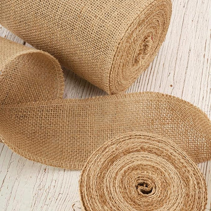 LaRibbons 6 Inch Burlap Wide Fabric Craft Ribbon，10 Yard, Natural Brown Ribbon for Bow Crafting,Wreath-Making, Tree Decoration
