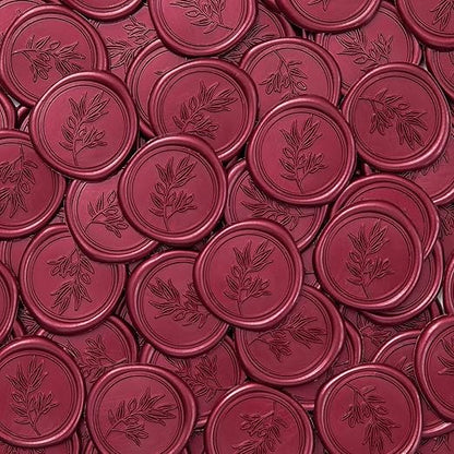 PONATIA Burgundy Wax Seal Stickers - 50 Pcs Self-Adhesive Envelopes Wax Seals for Wedding Invitations, Party Invitations, Gift Wrapping, Wine Bottle Decor