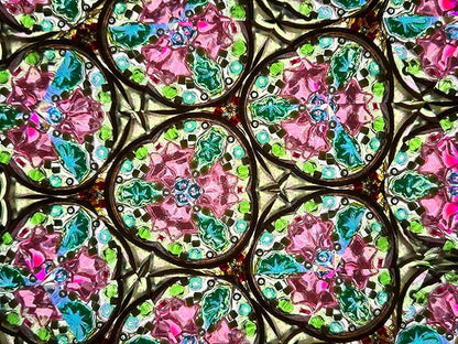 RII Handcrafted Etched Floral Pattern Lacquered Brass Kaleidoscope Includes Two Separate Turning Wheels-A Perfect Addition to any Collection. (7"x1.5")