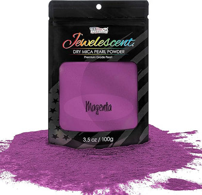 U.S. Art Supply Jewelescent Mica Pearl Pigment Powder, Magenta 3.5 oz (100g) Pouch - Cosmetic Grade, Epoxy Resin Color Pigment, Mica Powder for Resin, Soap, Slime, Candle Dye, Art, Crafts
