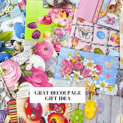 Mystery Pack Decoupage Paper Napkins, 20-ct Assorted Surprise Napkins, Decorative Napkins Easter for Art Craft Junk Journal, 20 Different Designs