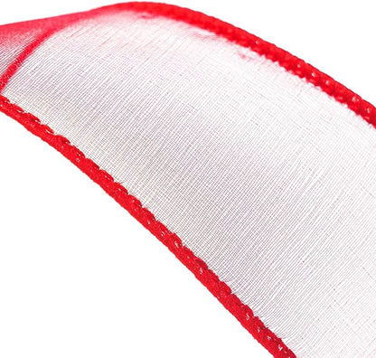 CT CRAFT LLC Sheer Organza Wired Ribbon 1.5" x 50Yards Red for Wedding Chair Bow Flora Bouquet Gift Wrapping Christmas Tree Home Decor Wreath