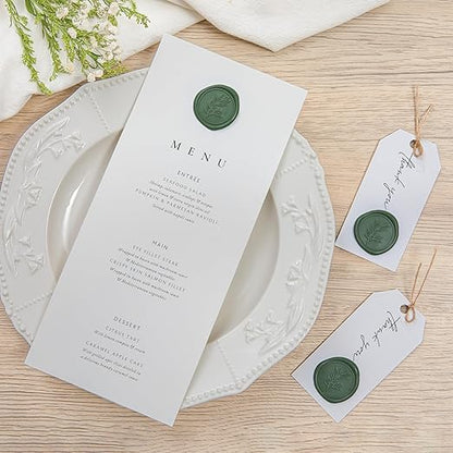 PONATIA Olive Green Wax Seal Stickers - 50 Pcs Self- Adhesive Wedding Envelopes Seal Stickers, Perfect for Invitation, Christmas Cards, Gift Wrapping, Party Menu Décor