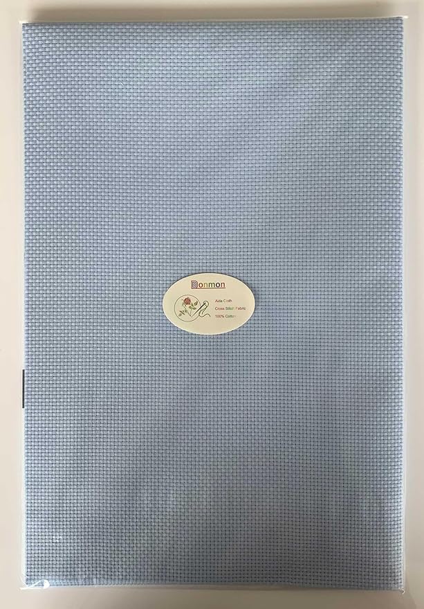 Aida Cloth 11 Count Cross Stitch Fabric,19×28inch (11CT,Sky Blue)
