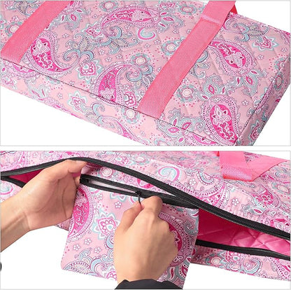 American Mahjong Game Set, 166 White Tiles, 4 All-in-One Color Rack/Pushers, Complete Mahjong Set with Pink Printed Carrying Bag